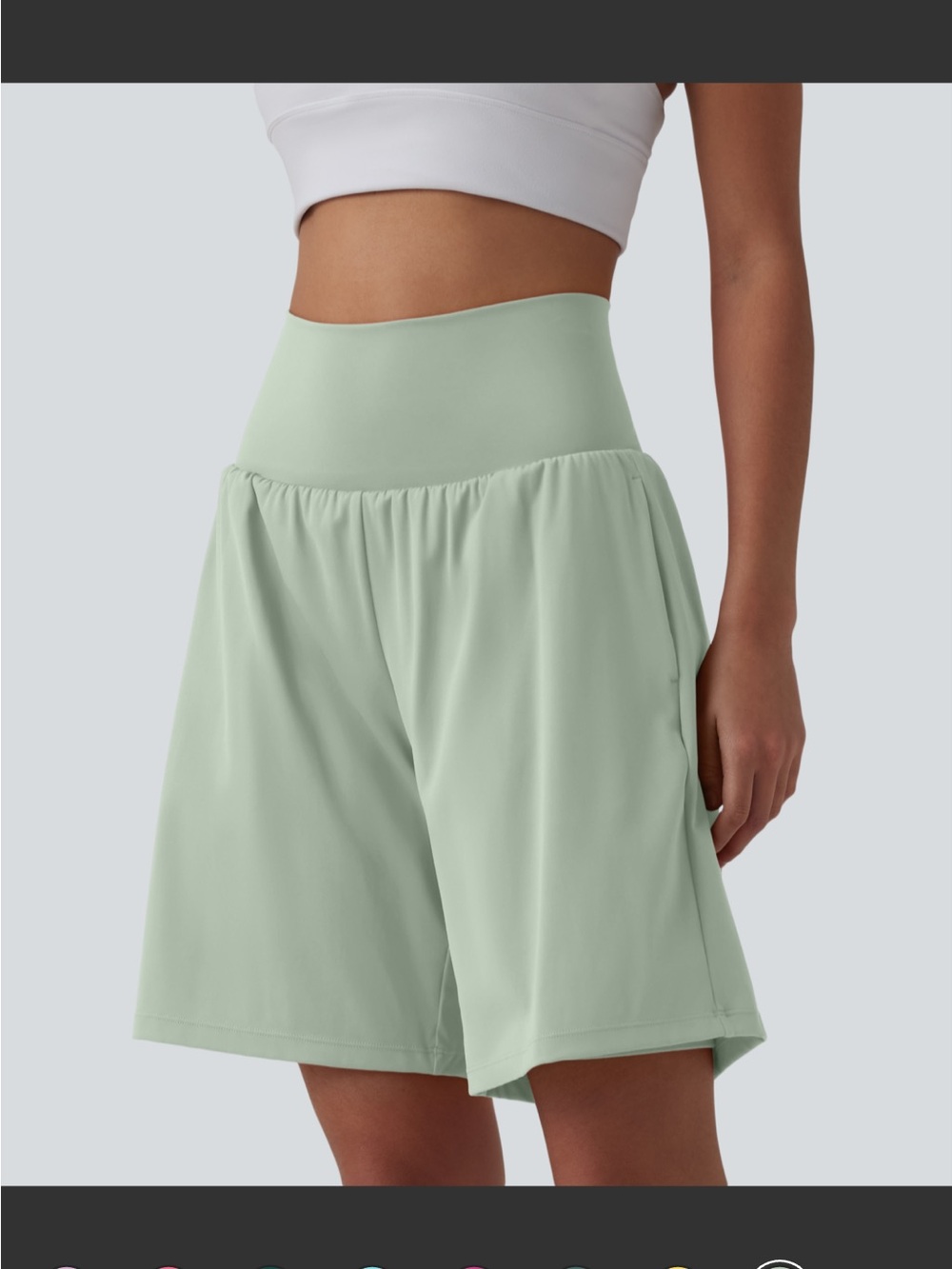 HALARA Sage Green High-Waist Bermuda Shorts
